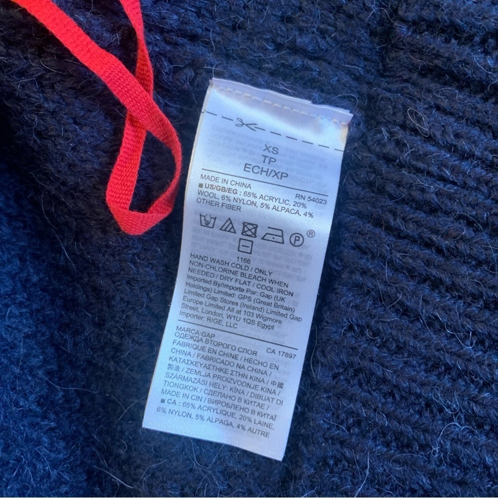 Gap Chunky Knit Red Navy Colorblock Cardigan Sweater Sz xs Popcorn Retro - Picture 7 of 7